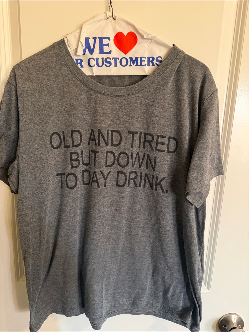 Men's Gray Graphic Tee - 'Old and Tired'